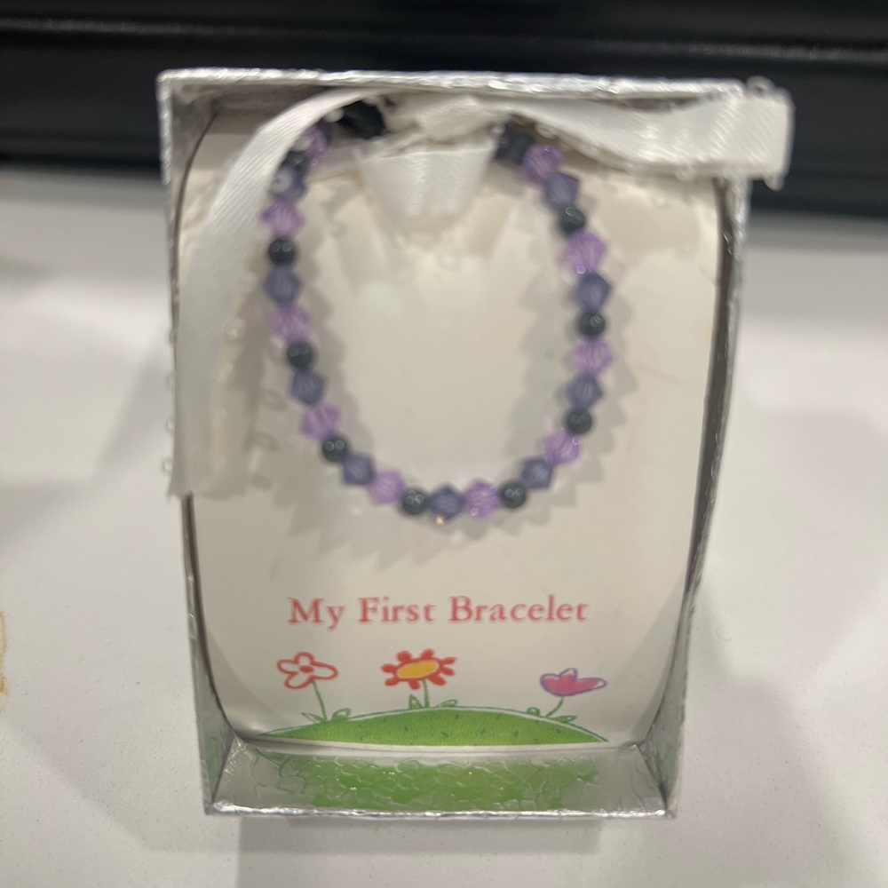 Kids Beaded Bracelet - Purple and Gray